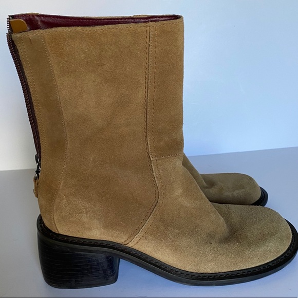 chunky heel suede boots